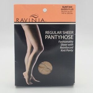Ravinia Regular Sheer Pantyhose Knit Panty Suntan Queen Vintage NOS